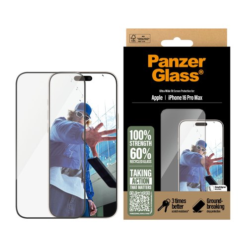 PanzerGlass ® Screen Protector iPhone 16 Pro Max | Ultra-Wide Fit Doorzichtige schermbeschermer Apple 1 stuk(s)