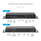 StarTech.com 4K HDMI over Fiber Extender Kit, 4K 60Hz tot 1km (Single Mode) of 300m (Multimode) LC Fiber Optic, HDR, HDCP, 3.5mm Audio/RS232/IR Extender, Transmitter & Receiver Kit, HDMI Rx/Tx