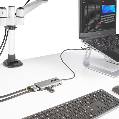StarTech.com USB-C Multiport Adapter met Ingebouwde USB-C naar USB-A Dongle, Dual HDMI (4K30Hz/1080p60Hz), 3x USB-A 5Gbps, Mini Travel Dock, Laptop Docking Station, 40cm Kabel