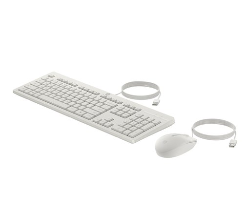 HP 225 Wired Mouse and KB G2 CWH Belgium - English localization AZERTY - Maus - AZERTY toetsenbord Inclusief muis Kantoor USB Wit