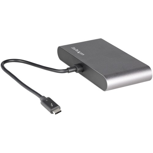 StarTech.com Dual-Monitor Thunderbolt Mini Dock, 4K 60Hz DisplayPort, Driverloze Hub voor Windows & Mac, Gigabit Ethernet, 1x USB-A (USB 5Gbps), 28cm Kabel
