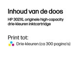 HP 302XL originele high-capacity drie-kleuren inktcartridge