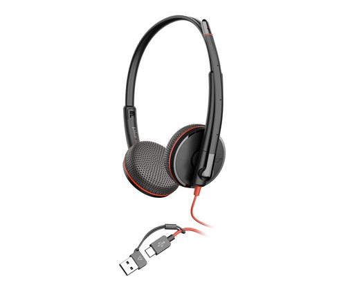 HP Poly Blackwire 3225 Stereo USB-C Headset + 3,5 mm plug + USB-C/A adapter