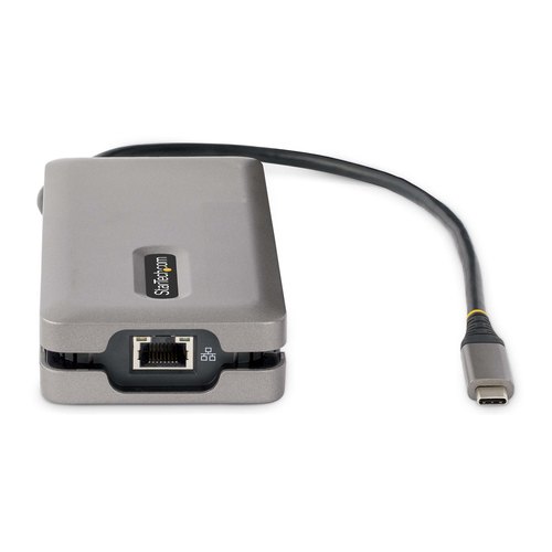 StarTech.com USB-C Multiport Adapter, 4K 60Hz HDMI/VGA, 3-Port USB Hub, 100W Power Delivery Pass-Through, GbE, Travel Docking Station met Charging, Mini Dock, 30cm Wrap-Around Kabel