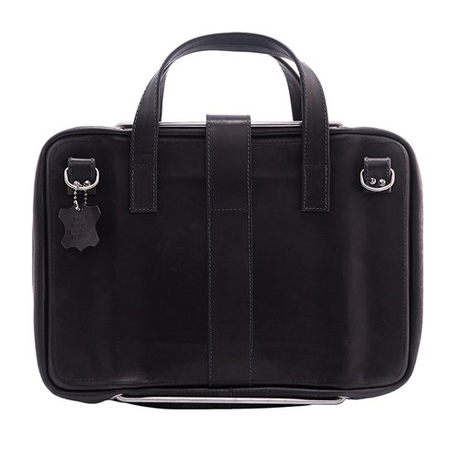 R-Go Tools Laptoptas R-Go Viva, full-grain leer, ergonomisch met geïntegreerde laptopstandaard, sociaal product, voor 15,6 inch, zwart