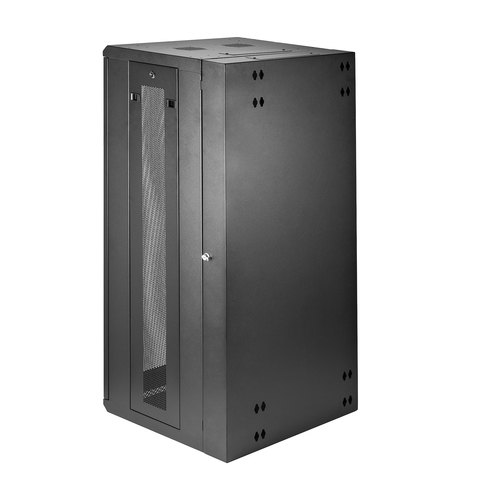 StarTech.com 4 Post 26U Wandmonteerbare Netwerkkast met 1U Schap, 19" Scharnierende Patchkast voor Data/AV/Electronica/Computer Apparatuur, Veelzijdig Geventileerd Server Rack, Vergrendelbaar