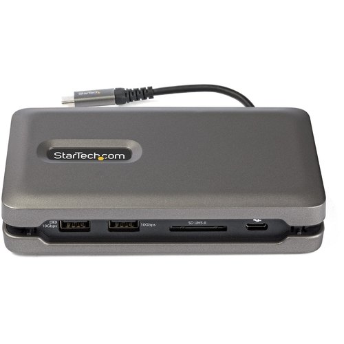 StarTech.com USB C Multiport Adapter, USB C naar 4K 60Hz HDMI 2.0, 2-Port 10Gbps USB Hub, 100W Power Delivery Pass-through, GbE, SD/MicroSD, USB Type-C Mini Dock, 25.4cm Kabel