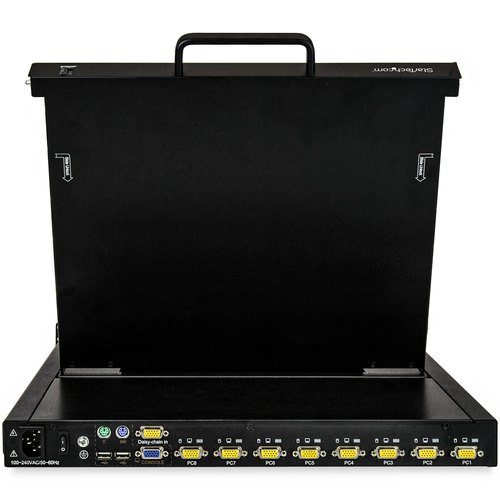 StarTech.com 8 port KVM Rack Console met 1,8m Lange Kabels, Geïntegreerde KVM Switch met 17" LCD Scherm, Universele 1U LCD KVM Console, OSD KVM, Duurzaam 50000 MTBF, USB + VGA Support, QWERTY Keyboard