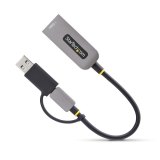 StarTech.com USB-C naar Ethernet Adapter met USB-A Dongle, 10/100/1000Mbps, USB 3.0 naar Gigabit Ethernet Netwerk Adapter, 15cm Ingebouwde Kabel, USB GbE Adapter