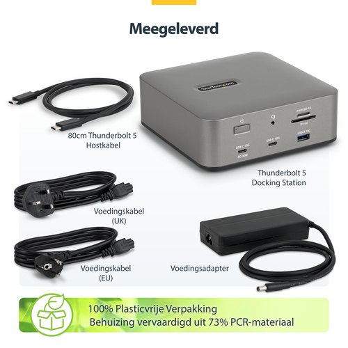 StarTech.com Thunderbolt 5 Universeel Docking Station, Multi-Display Hub, 8K 60Hz of 4K 144Hz, 120Gbps Bandwidth Boost, 140W PD, 30W Phone Charging, USB 10Gbps, 2.5G LAN
