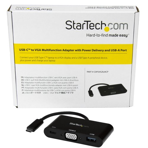 StarTech.com USB-C naar VGA multifunctionele adapter met Power Delivery en USB-A poort