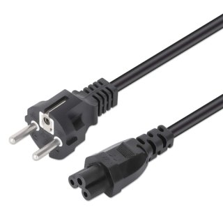 Manhattan Voedingskabel, Europese Schuko-stekker (CEE 7/4) naar C5-connector (klaver), 3 m, 2.5 A, zwart, netkabel, levenslange garantie
