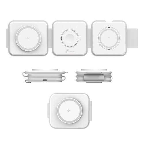 j5create Qi2 3-in-1 magnetisch draadloos oplaadstation voor onderweg