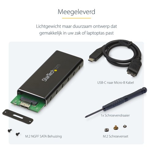 StarTech.com M.2 SSD behuizing voor M.2 SATA SSD - USB 3.1 (10Gbps) met USB-C kabel