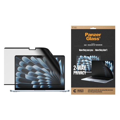 PanzerGlass ® Magnetic 2-Way Privacy Film Screen Protector MacBook Air 13.6" M5 | M4 | M3 | M2 Doorzichtige schermbeschermer 1 stuk(s)
