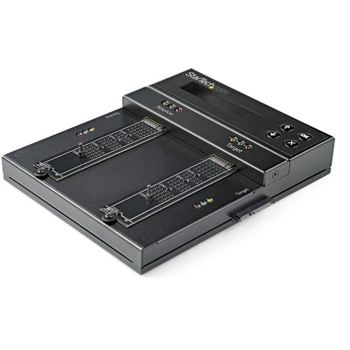 StarTech.com Standalone Dual Bay M.2 SATA/NVMe Duplicator/Wisser, HDD/SSD Cloner voor M.2 PCIe AHCI/NVMe/SATA, NIST 800-88 & DoD 5220.22-M Secure Erase, 2.5/3.5in Schijven, Hard Drive Sanitizer