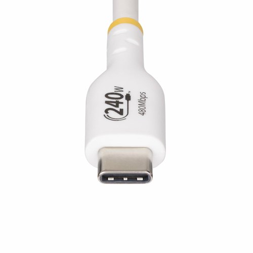 StarTech.com 2m USB-C Laadkabel, Wit, USB-IF Gecertificeerde USB Kabel, 240W PD EPR, USB 2.0 Type-C Laptop Laadkabel, USB-C Data Transfer Kabel, TPE Mantel, M/M