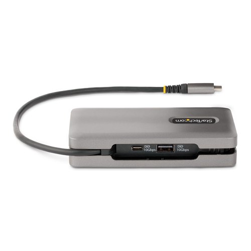 StarTech.com USB-C Multiport Adapter, 4K 60Hz HDMI/DP, 3-Port USB Hub, 100W Power Delivery Pass-Through, GbE, Travel Docking Station met Charging, Mini Dock, 30cm Wrap-Around Kabel