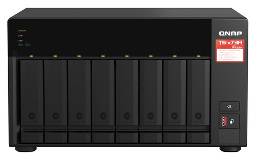 QNAP TS-873A NAS Tower Ryzen Embedded V1500B 8 GB DDR4 0 TB QNAP Turbo System Zwart