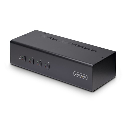 StarTech.com 4-Port Dual-Monitor DisplayPort KVM Switch, 4K 60Hz, 2x USB 5Gbps Hub Ports, 2x USB 2.0 HID Ports, Hotkey/Drukknop Schakeling, TAA Compliant, 3.5mm Audio, HDCP