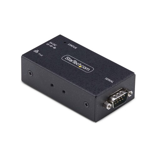 StarTech.com 1-Port Serieel naar Ethernet Adapter, 802.3af PoE, IP Serial Device Server voor Remote RS232 Apparatuur, Muur/DIN Rail Monteerbaar, RJ45 LAN naar DB9 Converter